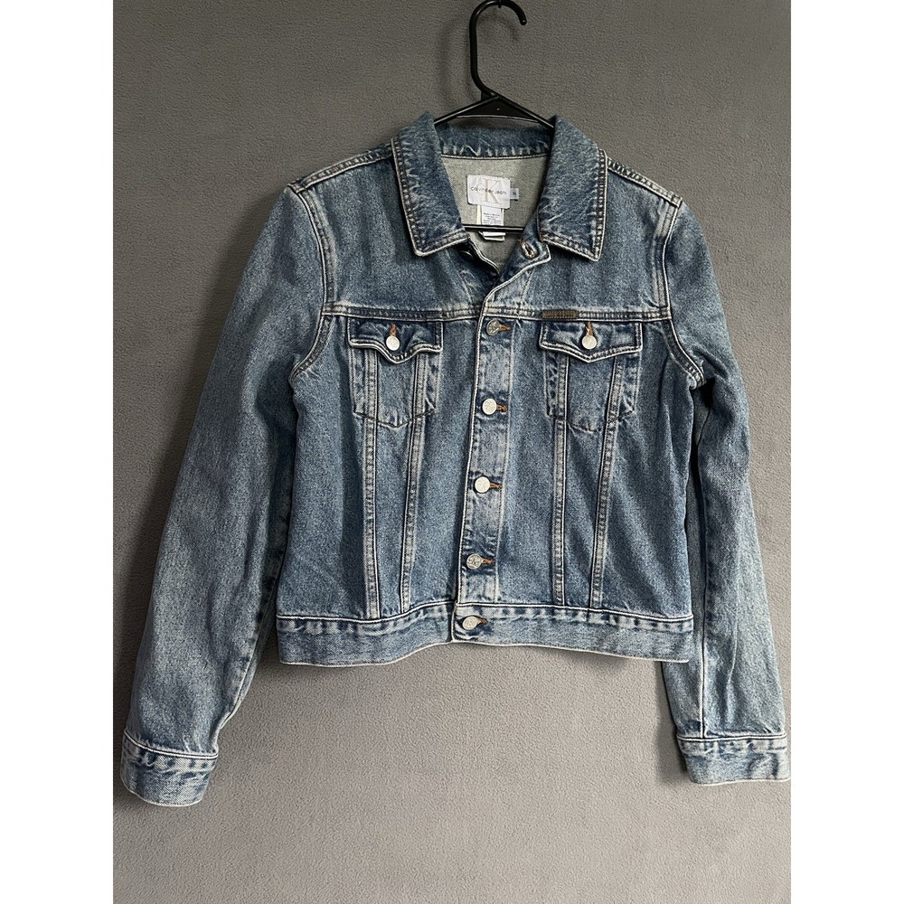 Vintage Calvin Klein Jean Jacket Women's Size Medium Double Stone Wash Y2k